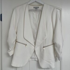 H&M Classic Cream Blazer with Zipper Accents